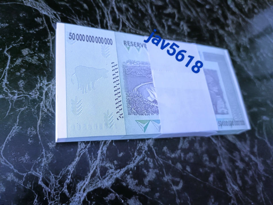 ZIMBABWE 50 TRILLION DOLLARS BUNDLE 100 TRILLION UNC 100 SERIES 2008 p90 MONEY * - Image 4 of 4