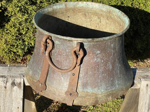 Antiguo siglo XIX. Hervidor de agua de cobre con mantequilla de manzana, tapa de 17,5", diámetro base de 21,75" H - Imagen 5 de 12