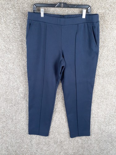 J Crew Pintuck Trouser Pants Womens XL Blue Pull On Stretch BA199 Comfy Office - Picture 2 of 13