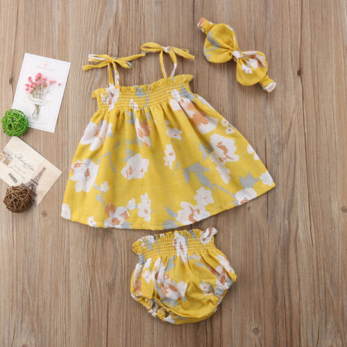 Toddler Baby Girl Summer Clothes Outfits Ruffled Sleeveless Top+Shorts Pants Set - Picture 4 of 10