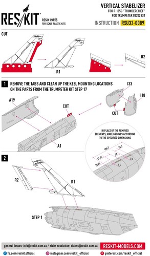 ResKit RSU32-0089 Scale 1:32 Vertical stabilizer F-105G "Thunderchief" Trumpeter - Picture 22 of 24
