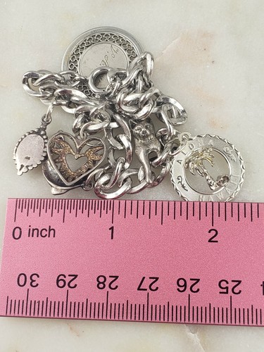 Pulsera vintage de plata esterlina dulce 16 corazones gato hawaiano delfín - Imagen 7 de 7
