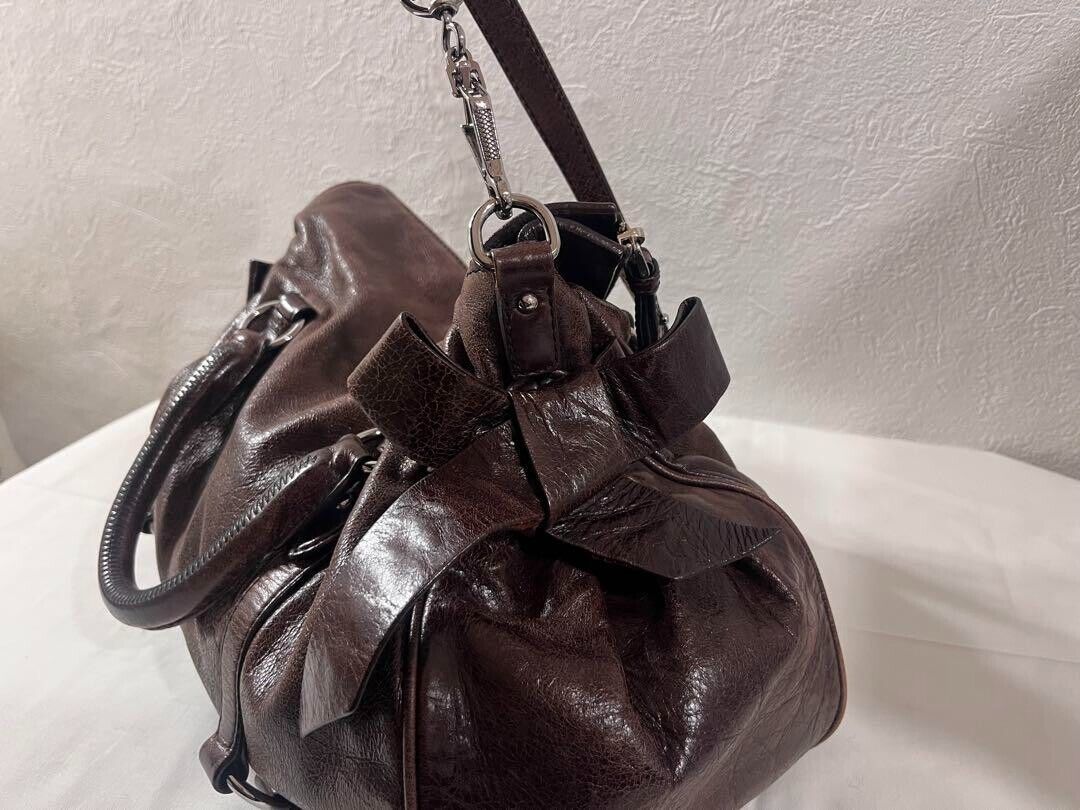 Miu Miu VITELLO LUX 2way Hand Bag Shoulder Bag Leather Dark Miu Miu VITELLO LUX 2way Hand Bag Shoulder Bag Leather Dark