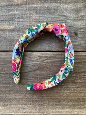 Floral Knot Headband for Girls and Toddlers, White Pink Green Summer Spring Hair