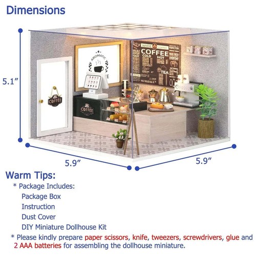 Wizardi Miniature Roombox Kit - Cafe Dollhouse Kit - Picture 2 of 7