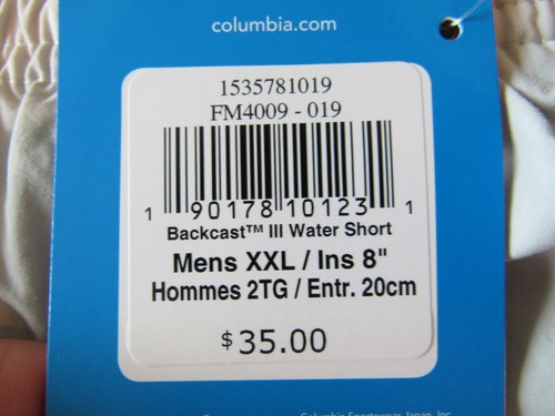 Mens Columbia Backcast III 8" Gray XXL Water Shorts Nwt - Picture 8 of 8