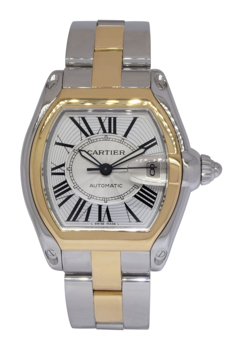 Cartier Roadster 18k Yellow Gold/Steel Silver Dial Automatic Watch