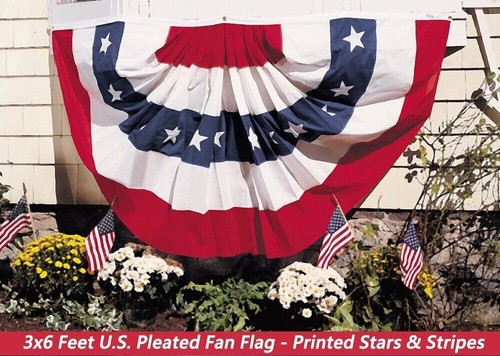 USA Plissee Fächer Flagge 3x6 Fuß American US Wimpel Flaggen Half Fan Banner 100D  - Bild 2 von 6