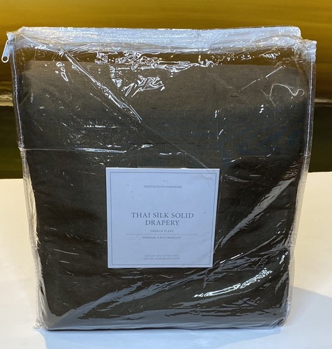 Restoration Hardware Thai Silk Solid Drape French Pleat 70 x 84 Chocolate $1,895 - Picture 1 of 10