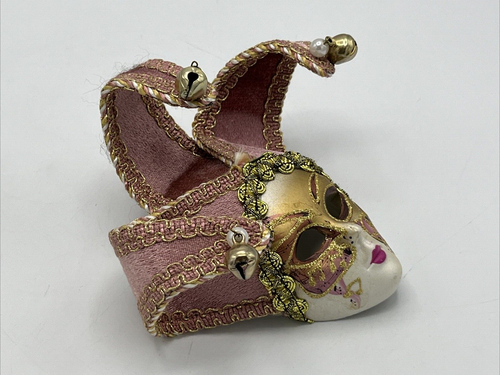 Pair of His Her Mask Mardi Gras Carnival Venice Headdress Ceramic Face 6" x 6" - Picture 4 of 10