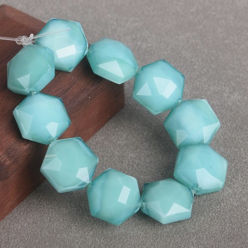 10 cuentas sueltas de vidrio facetado hexagonal opaco de 14 mm para la fabricación de joyas - Imagen 12 de 15
