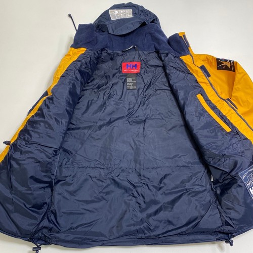 Giacca vela vintage Helly Hansen Match Race uomo S gialla blu foderata con cappuccio - Foto 11 di 18