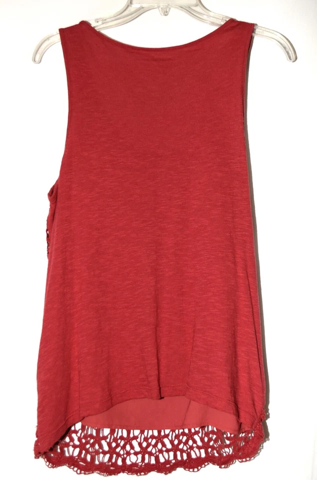 Caslon бордовый вязаный w цветочный крючком наложение декольте женщин Майка размер M - Изображение 4 из 4