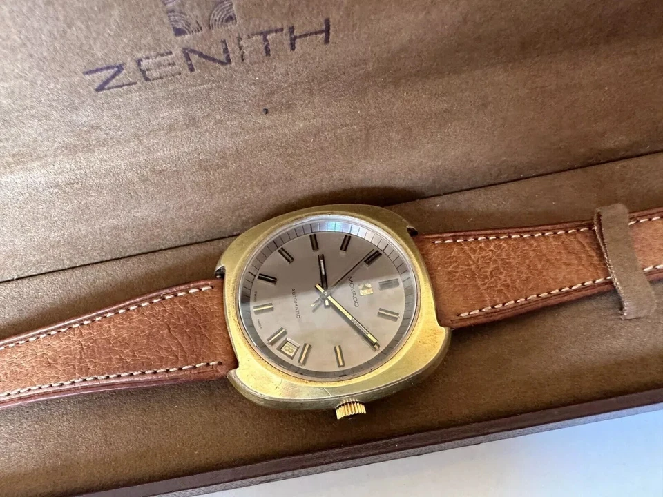 VINTAGE MOVADO ZENITH SURF WATCH GRAY GENTS W/BOX AUTOMATIC CAL 2572 PC 41MM MEN - image 3 of 4