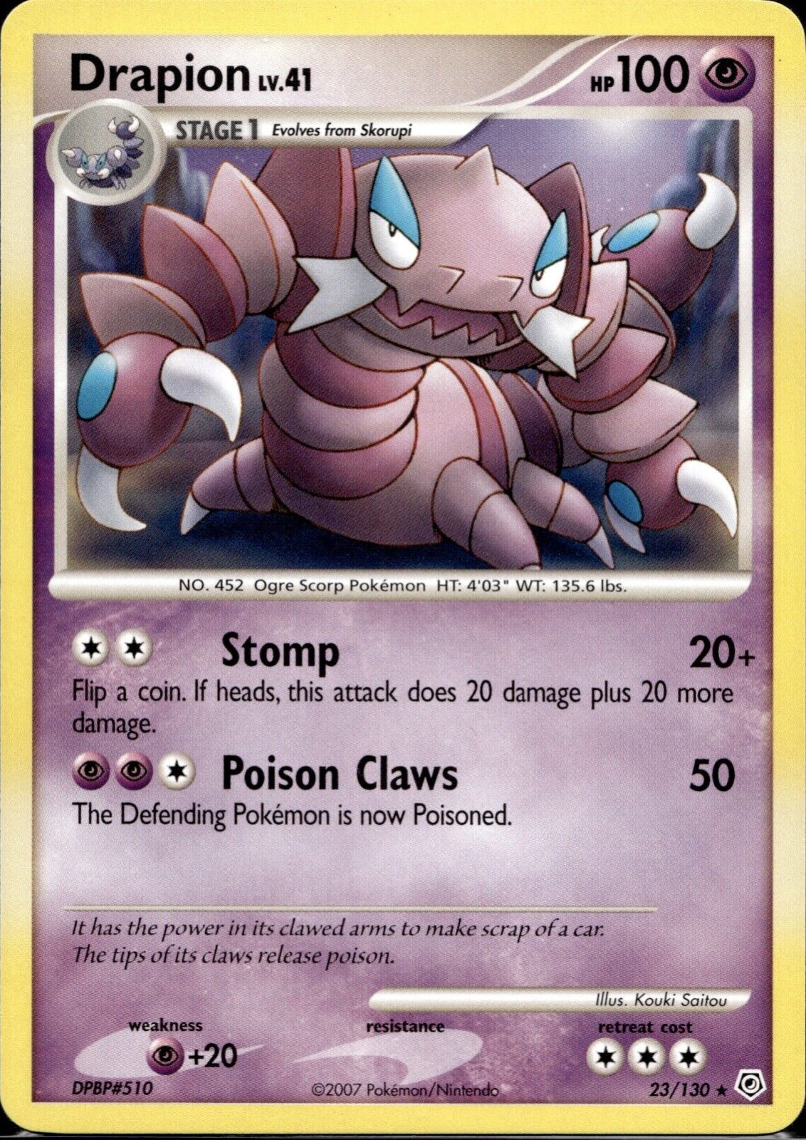 Drapion 23/130 Regular Diamond & Pearl Base Pokémon Card NM/LP