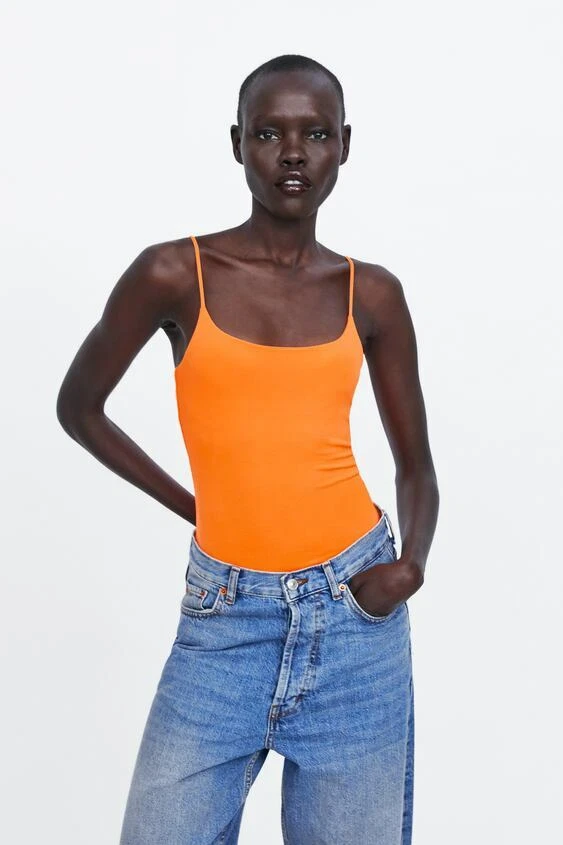 NWT Zara neon orange bodysuit size M