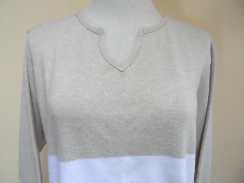 Kathy Ireland 2-pc Knit Dress Long Skirt Top Tunic Beige White Stripes Sz Small  - Bild 3 von 11