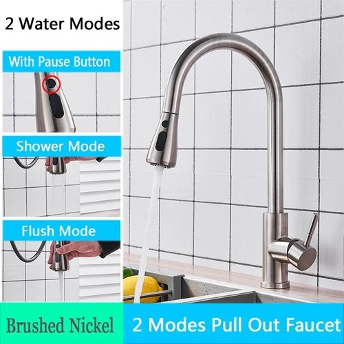 Modern Kitchen Mixer Taps Pull out Spray Head 360° Mono Single Lever Sink Faucet - Picture 16 of 42