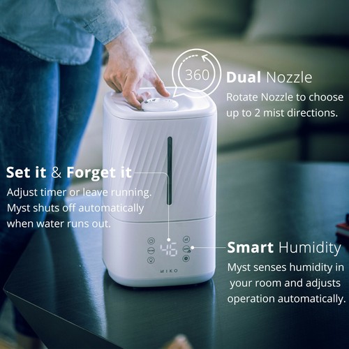 Miko Humidifier Ultrasonic Top Fill 4L Smart Air Humidifier Cool and Warm Mist - Picture 3 of 6