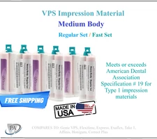 Dental MEDIUM BODY FAST SET VPS PVS Impression Material FAST Set 50ML, USA