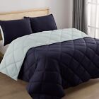 3Pc Reversible Comforter Set Quilted Down Alternative All Season Comforter