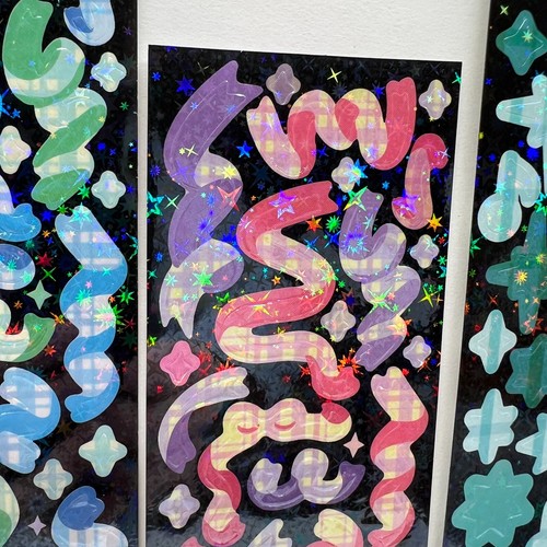 Glitter Holographic Ribbon and Star Pulse Stickers Planners Scrapbooking Crafts - Picture 4 of 8