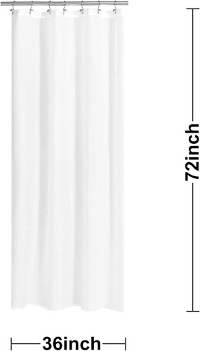 Quick Dry White Shower Curtain 36x72 - Heavy-Duty Grommet Top - Lightweight - Picture 4 of 8