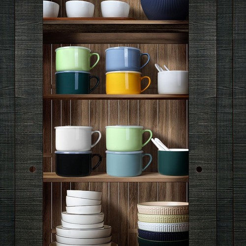 Soup Bowls with Handles & Spoons 30oz Ceramic Ramen Bowl with Lid Large Soup ... - Picture 6 of 9