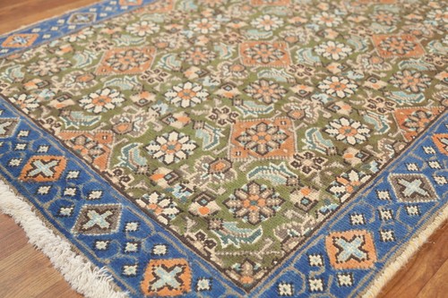 Vintage Over-Dyed Handmade Green Wool Tebriz Accent Rug Traditional Carpet 3x5 - Picture 6 of 18