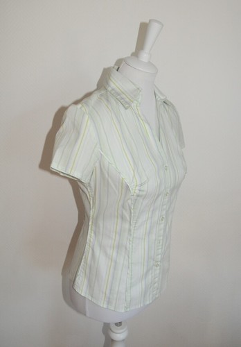 ✿ TOP Esprit collection Bluse ~ weiß ~ Streifen grün und blau ~ Gr. 36 ~ TOP ✿ - Bild 2 von 6