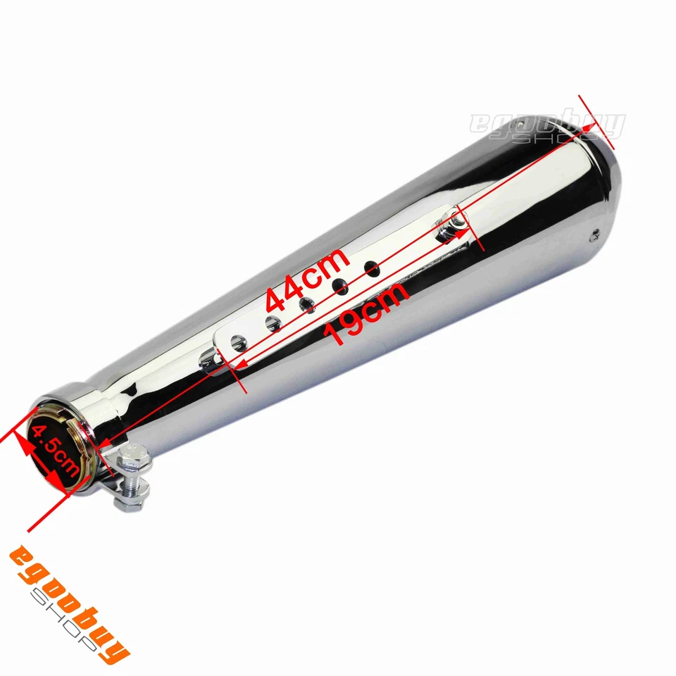 Motorcycle 18" Reverse Cone Megaphone Exhaust Muffler Pipe For Harley Cafe Racer — 第 2/4 张图片