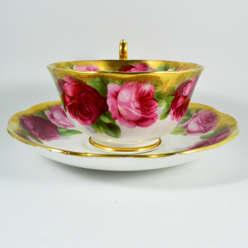 Royal Albert Country Rose Teacup Pink Cabbage Roses Gold Trim England 1939 - Picture 5 of 11
