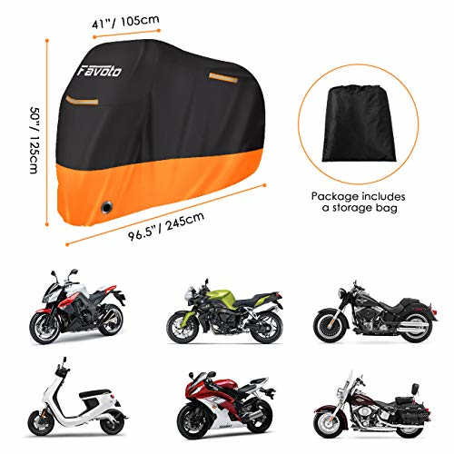 Favoto Motorcycle Cover All Season Universal Weather 210D Material