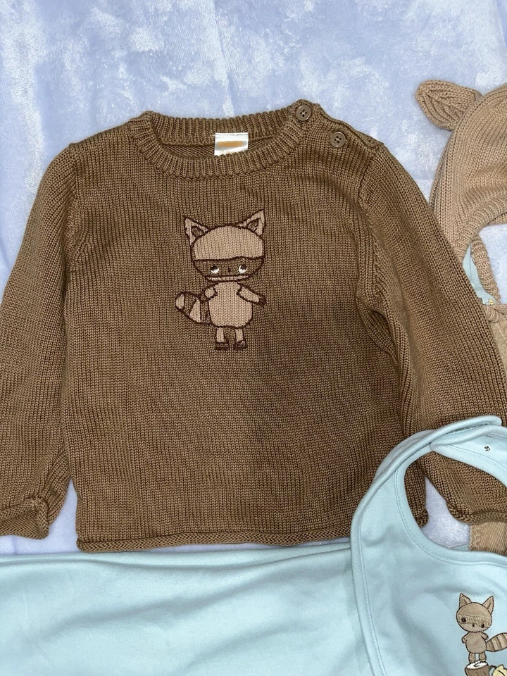 Mono de colección Gymboree acogedor Critter mapache 12-18 peluche manta babero Foto 2 de 4