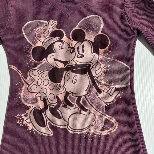 Disneyland Resort Disney Mickey Minnie Mouse Waffle Fitted Thermal Top Purple S - 第 6/12 張圖片
