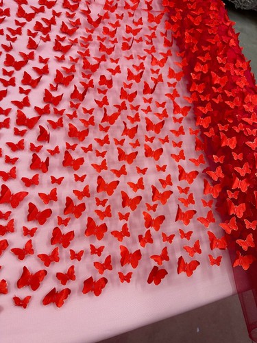 RED Butterfly Lace, 3D Embroidery Lace, 60/62", Dress, Prom, Hair Accessories - Picture 10 of 10
