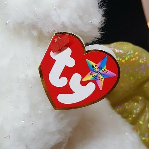 TY 2000 HALO II ANGEL BEAR BEANIE BUDDY - RARE BROWN NOSE- TAG ERRORS - MWMT - Picture 3 of 7