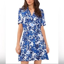 VINCE CAMUTO Women's Printed Collared V-Neck Wrap Dress XS