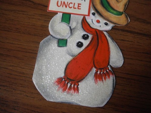 UNUSED Vtg 1950s Greeting Card Hallmark Christmas Glitter Diecut TO UNCLE - Picture 2 of 5