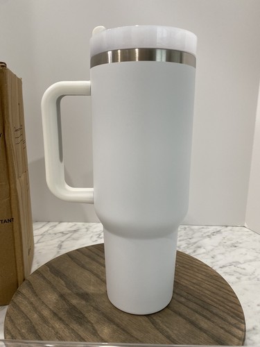 40 oz White Powder Coated Stainless Steel Tumbler Defenders of Freedom - Picture 7 of 14