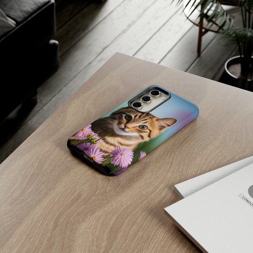 Funda de teléfono diseñada a mano para gato y flores para iPhone Samsung Google Pixel - Imagen 114 de 173