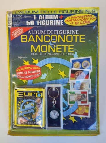 Album + 50 figurines portachiavi 10 lire banknotes coins United Euro Edigamma