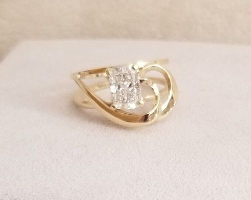14K YG Diamond Free Form Open Work Modernist Ring IGI Lab Created Diamond Sz 6 - Picture 8 of 8