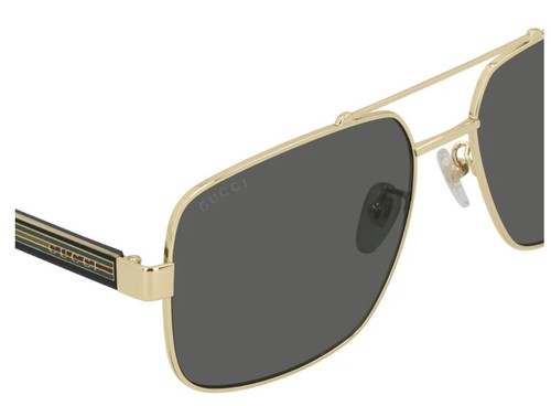 $505 New GUCCI GG0529S 001 60mm Gold Black Web Square Aviator Sunglasses Japan - Picture 4 of 5