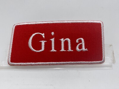 GINA  NEW EMBROIDERED   IRON ON NAME PATCH ASSORTED COLORS 1-1/2t X 3-1/2w