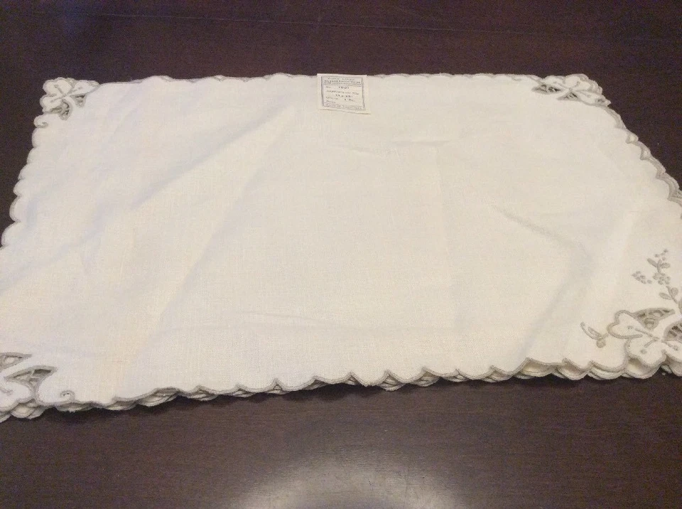 11” X23” Pure  Linen Dinner Napkins 100% Pure Linen - Elegant Embroidery - Image 2 of 4