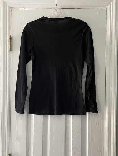 Warm Essentails by Cuddl Duds Girls Size Medium Shiny Black Layering Top Shirt - Picture 3 of 5