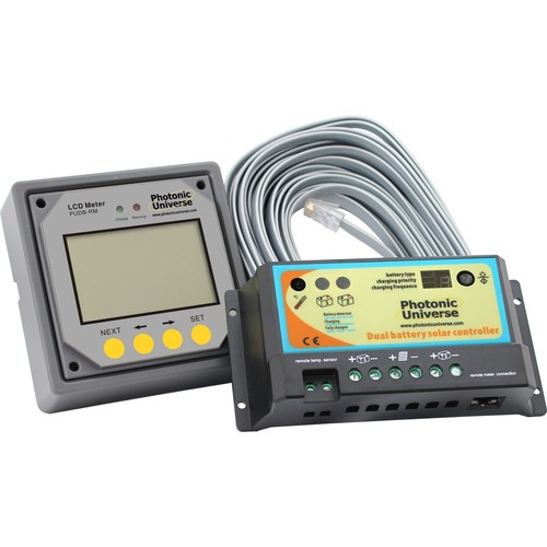10A dual battery solar panel charge controller/regulator with LCD display /meter