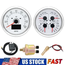 2 Gauge Set 85MM GPS Speedometer 0-160MPH Fuel Water Temp Press Volt with Sender