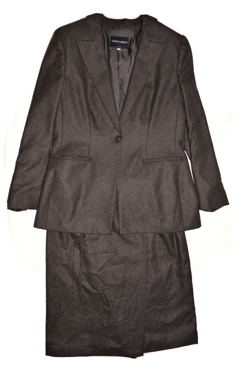 GIORGIO ARMANI BORGO 21 Cashmere & Silk Jacket Blazer & Skirt Grey